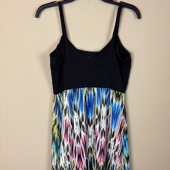 NWT Nicole by Nicole Miller Black Empire Waist with Colorful Print Maxi Dress - Picture 5 of 9